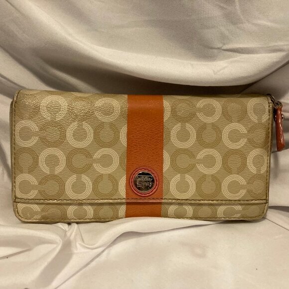 Coach Signature Leather Long Zip Around Wallet - Picture 1 of 4